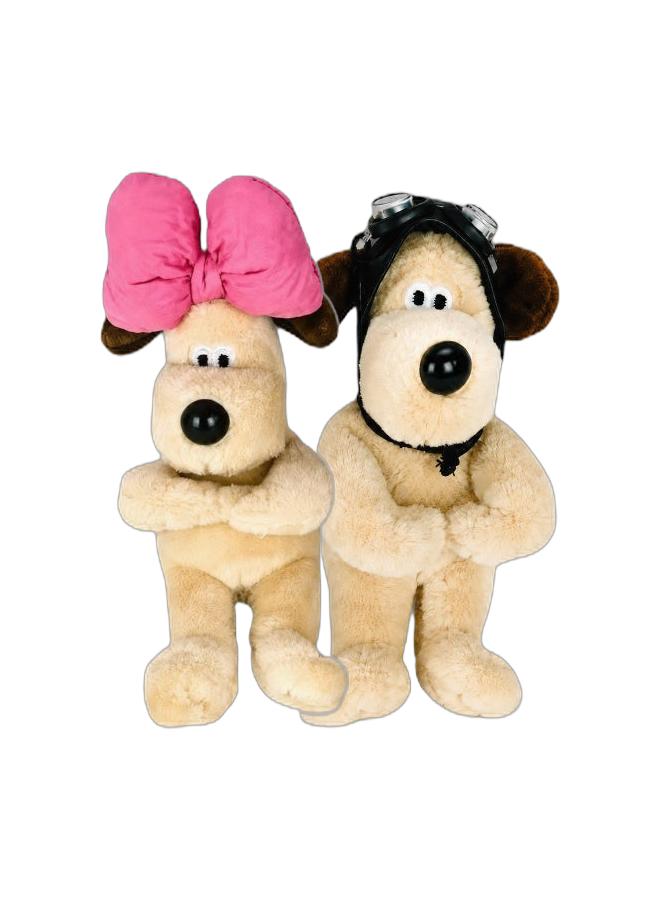 Creative Life Plush Dog Car Lever Cover with Pink Bow, Cute Interior Ornament for Turn Signal and Windshield Wiper Stalk, Beige & Creative Life Plush Pilot Dog Car Decoration, Cute Gear Shift, Indicator & Wiper Lever Ornament with Movable Arms, Beige Bundle - Image 1
