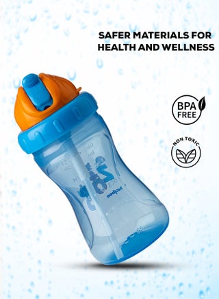 340ml Baby Sipper Bottle for Baby Kids Anti Slip Baby Sippy Cup with Soft Silicone Spout Removable Base Straw Sipper Water Bottle for Kids BPA Free Sipper Bottle for Kids Toddlers Blue - view 3