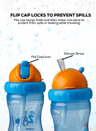 340ml Baby Sipper Bottle for Baby Kids Anti Slip Baby Sippy Cup with Soft Silicone Spout Removable Base Straw Sipper Water Bottle for Kids BPA Free Sipper Bottle for Kids Toddlers Blue - view 5