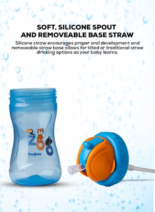 340ml Baby Sipper Bottle for Baby Kids Anti Slip Baby Sippy Cup with Soft Silicone Spout Removable Base Straw Sipper Water Bottle for Kids BPA Free Sipper Bottle for Kids Toddlers Blue - view 4
