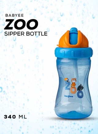 340ml Baby Sipper Bottle for Baby Kids Anti Slip Baby Sippy Cup with Soft Silicone Spout Removable Base Straw Sipper Water Bottle for Kids BPA Free Sipper Bottle for Kids Toddlers Blue - view 2