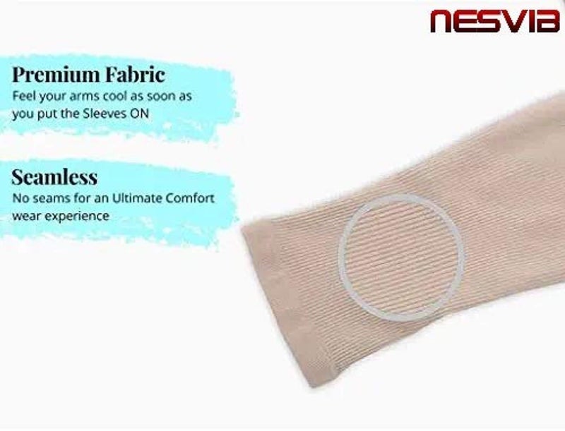 NESVIB 2 Pairs Biker/Sports Full Arm Fingerless Sleeves Gloves for UV, Dust, Summer, Sun Protection for men and Women - Image 4