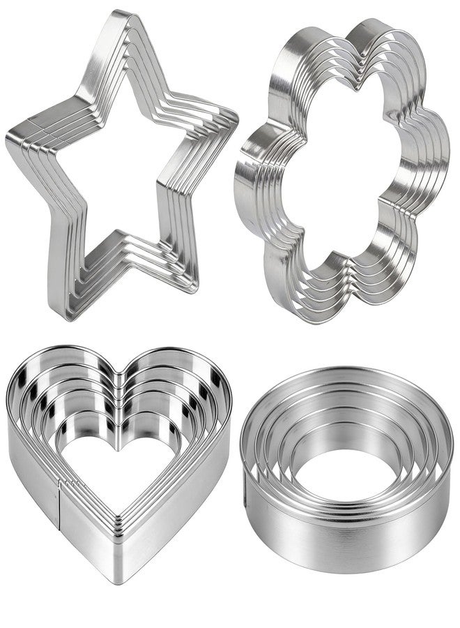 Ninsula Cookie Cutters 20P, Stainless Steel Cookie Cutters Variety Pack, Heart, Flower, Round, Star Shapes Clay Molds for Baking, Art Crafting or Party Decorations - Image 1