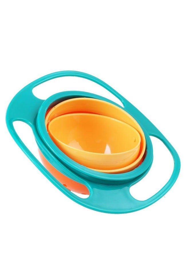 360-Degree Rotation Universal Gyro Bowl Revolutionary Spill Proof Gyroscopic Bowl for Kids(Green/Yellow) - Image 1