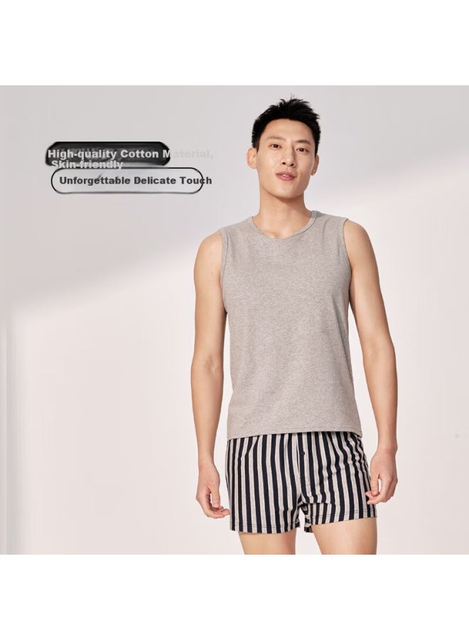 Your Sun Comfortable And Cool Men's Summer Round Neck Wide Shoulder Vest 40s Xinjiang Cotton Sweatshirt Can Be Worn Outside As A Base Layer - Image 2