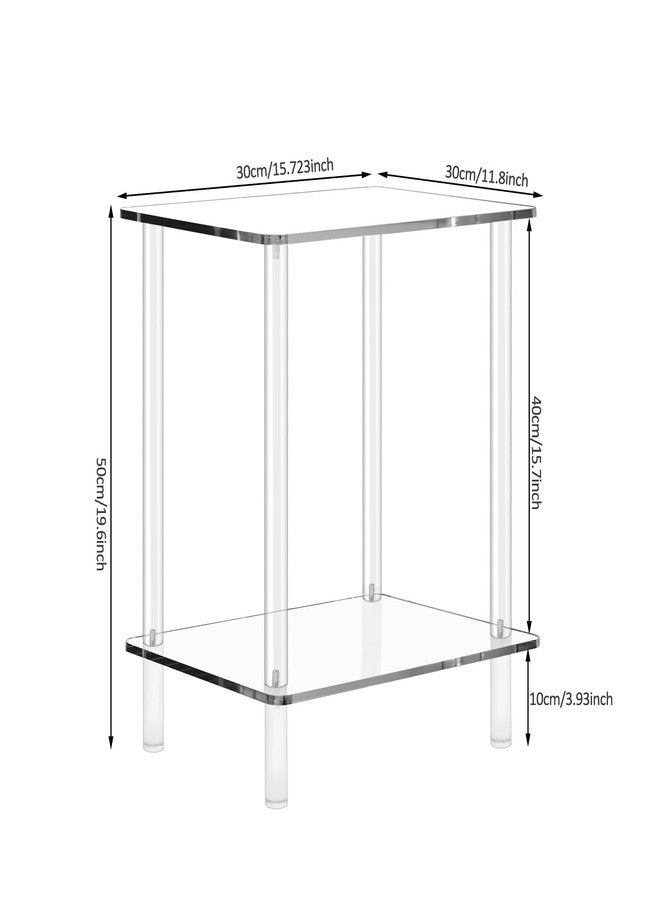 Cutora 2-Tier Acrylic Small Side Table End Table Bedside Table Square Nightstand for Coffee Tea Drinking Living Room Saving Space Bedroom Bathroom Furniture 15.7'' L x 11.8'' W x 20'' H - Image 4