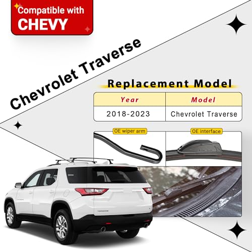 RAINTOK Windshield Wiper Blades Replacement for Chevy Chevrolet Traverse 2018 2019 2020 2021 2022 2023 Original Factory Quality Front Rear Wipers Blade Set for My Car - 24" 20" 10" (Pack of 3) - Image 2