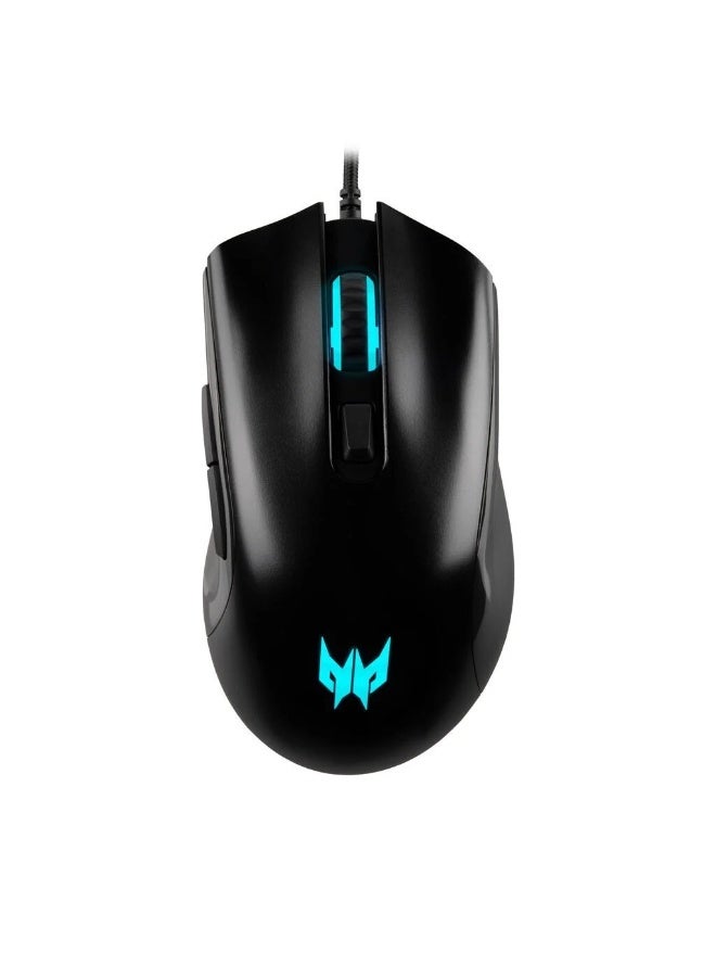 أيسر فأرة الألعاب Acer Predator Cestus 333، قابلة للتعديل حتى 16000 نقطة في البوصة، سلكية، 6 أزرار قابلة للبرمجة، إضاءة شعار RGB، أسود - Image 2