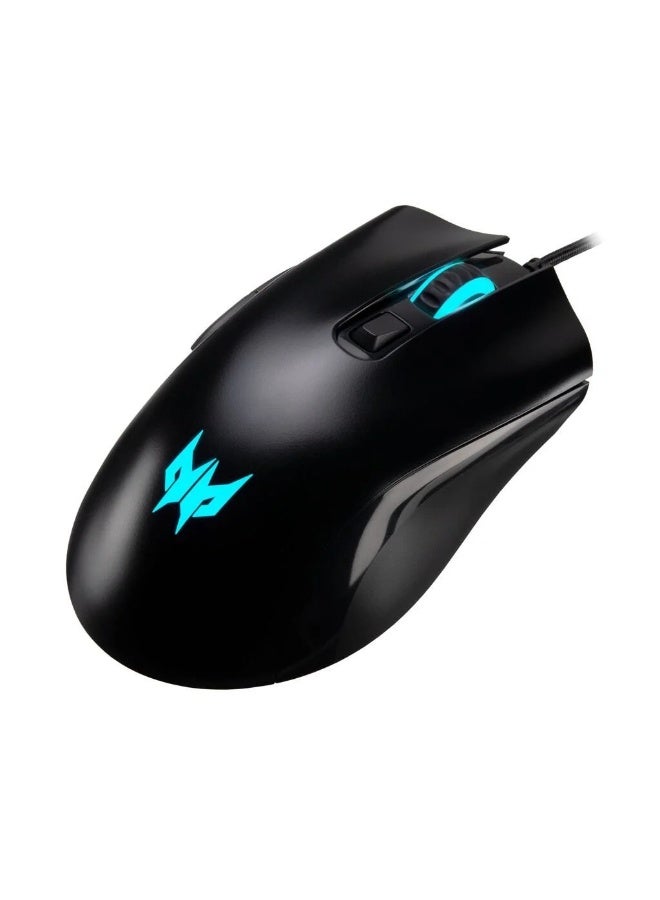 أيسر فأرة الألعاب Acer Predator Cestus 333، قابلة للتعديل حتى 16000 نقطة في البوصة، سلكية، 6 أزرار قابلة للبرمجة، إضاءة شعار RGB، أسود - Image 3