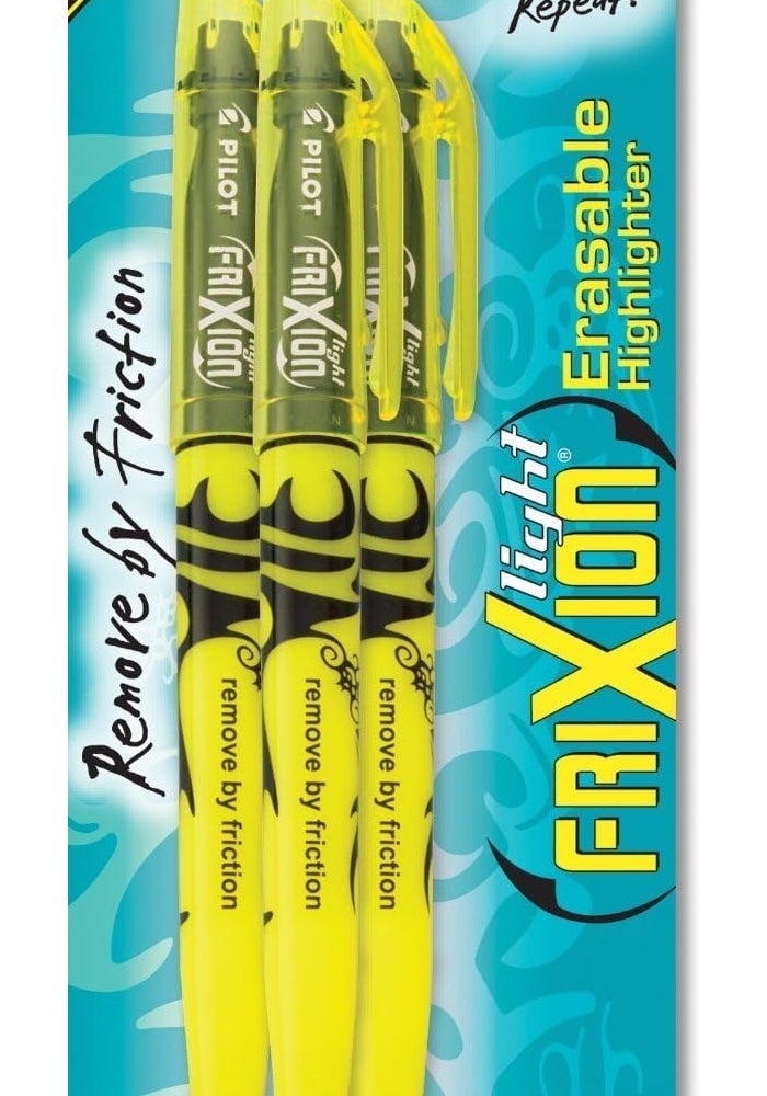 Pilot FriXion Light Erasable Highlighters, Chisel Tip, Yellow, 3-Pack - Image 2