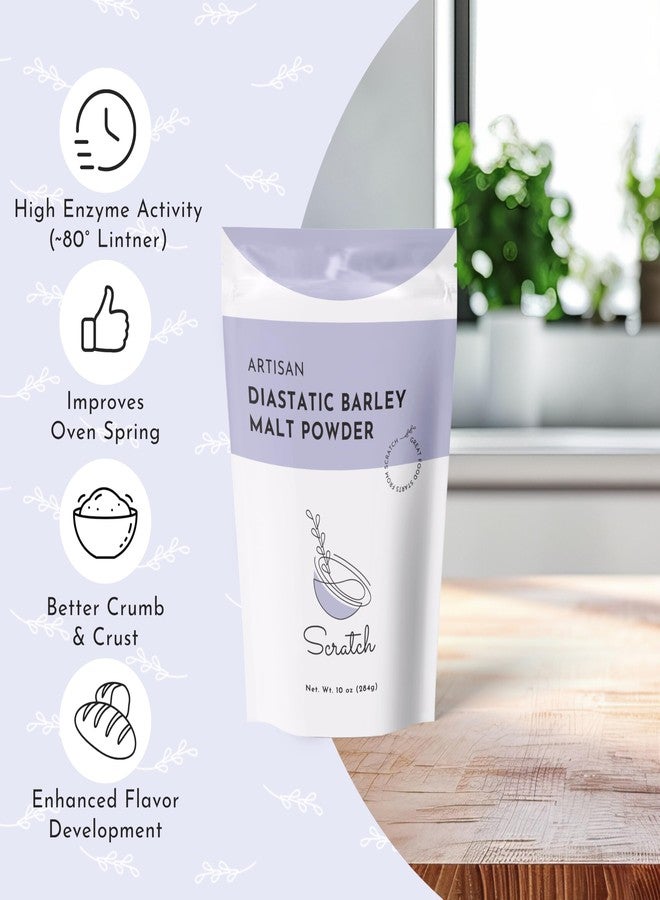 Scratch Artisan Diastatic Barley Malt Powder – 80° Lintner High Enzyme Malt Flour for Sourdough & Bread Baking – Improves Rise, Flavor & Crumb – Non-GMO, Made in USA - (10oz) (1 Packet) - Image 3