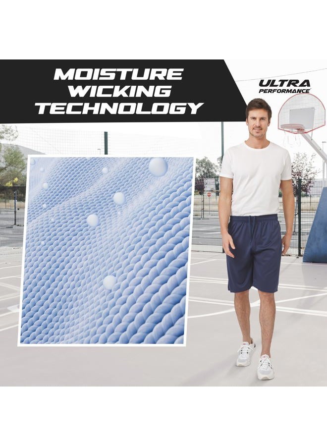 Ultra Performance Mens 5 Pack Athletic Running Shorts, Loose fit Basketball Gym Workout Shorts for Men with Zippered Pockets, Dry Fit Short With Rubber Zippers, M - Image 4