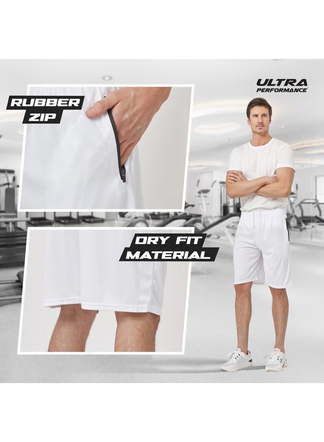 Ultra Performance Mens 5 Pack Athletic Running Shorts, Loose fit Basketball Gym Workout Shorts for Men with Zippered Pockets, Dry Fit Short With Rubber Zippers, M - Image 3