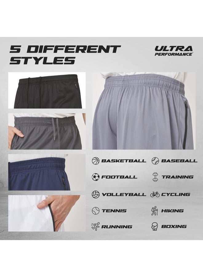 Ultra Performance Mens 5 Pack Athletic Running Shorts, Loose fit Basketball Gym Workout Shorts for Men with Zippered Pockets, Dry Fit Short With Rubber Zippers, M - Image 5