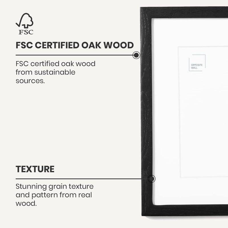 Opposite Wall - 8x8 in - Black Solid Oak Wood Picture Frame - Lightweight, Versatile & Shatterproof - Wall Hanging Poster or Photo Frame - Wall Decor for Office, Gallery & Home - Image 3