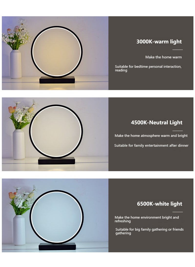 Onelight - ONELIGHT 3 Color Adjustable Table Lamp, Touch Control Table Lamp with Circular Design, Flicker-Free Bedside Light for Bedroom, Living Room, and Office Black - Image 1