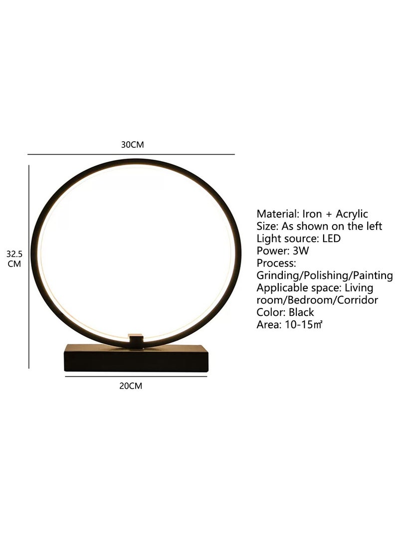 Onelight - ONELIGHT 3 Color Adjustable Table Lamp, Touch Control Table Lamp with Circular Design, Flicker-Free Bedside Light for Bedroom, Living Room, and Office Black - Image 1
