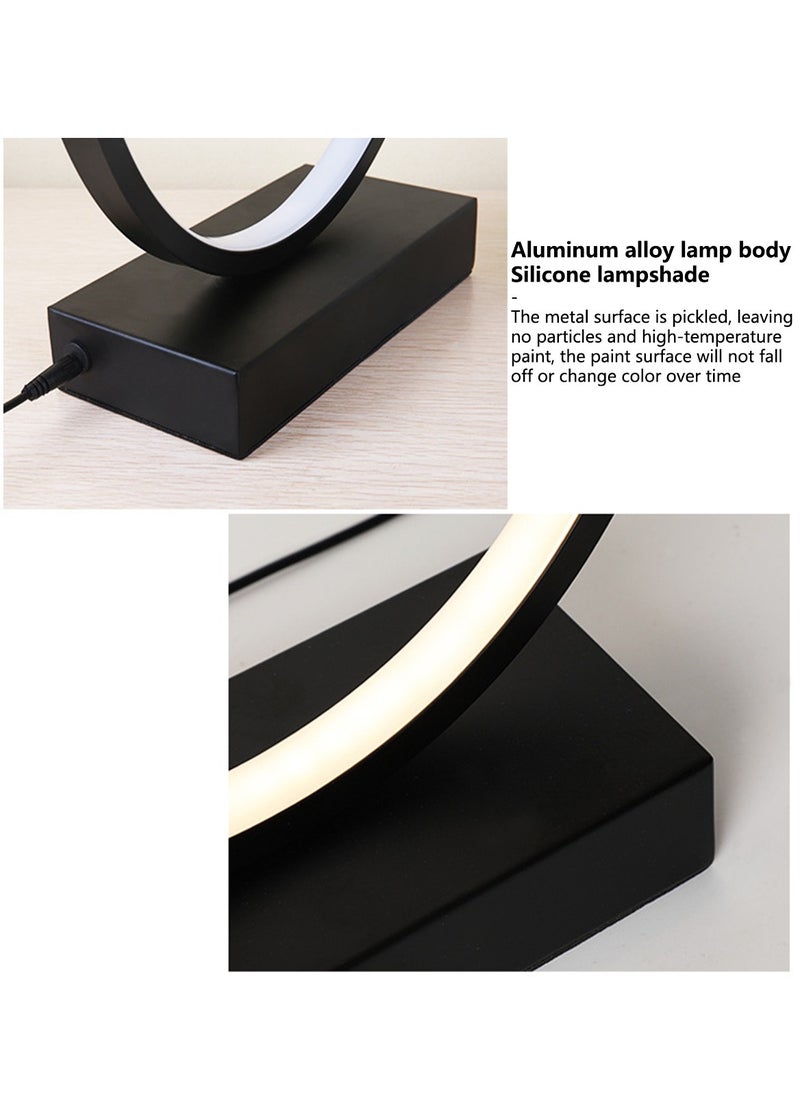 Onelight - ONELIGHT 3 Color Adjustable Table Lamp, Touch Control Table Lamp with Circular Design, Flicker-Free Bedside Light for Bedroom, Living Room, and Office Black - Image 1