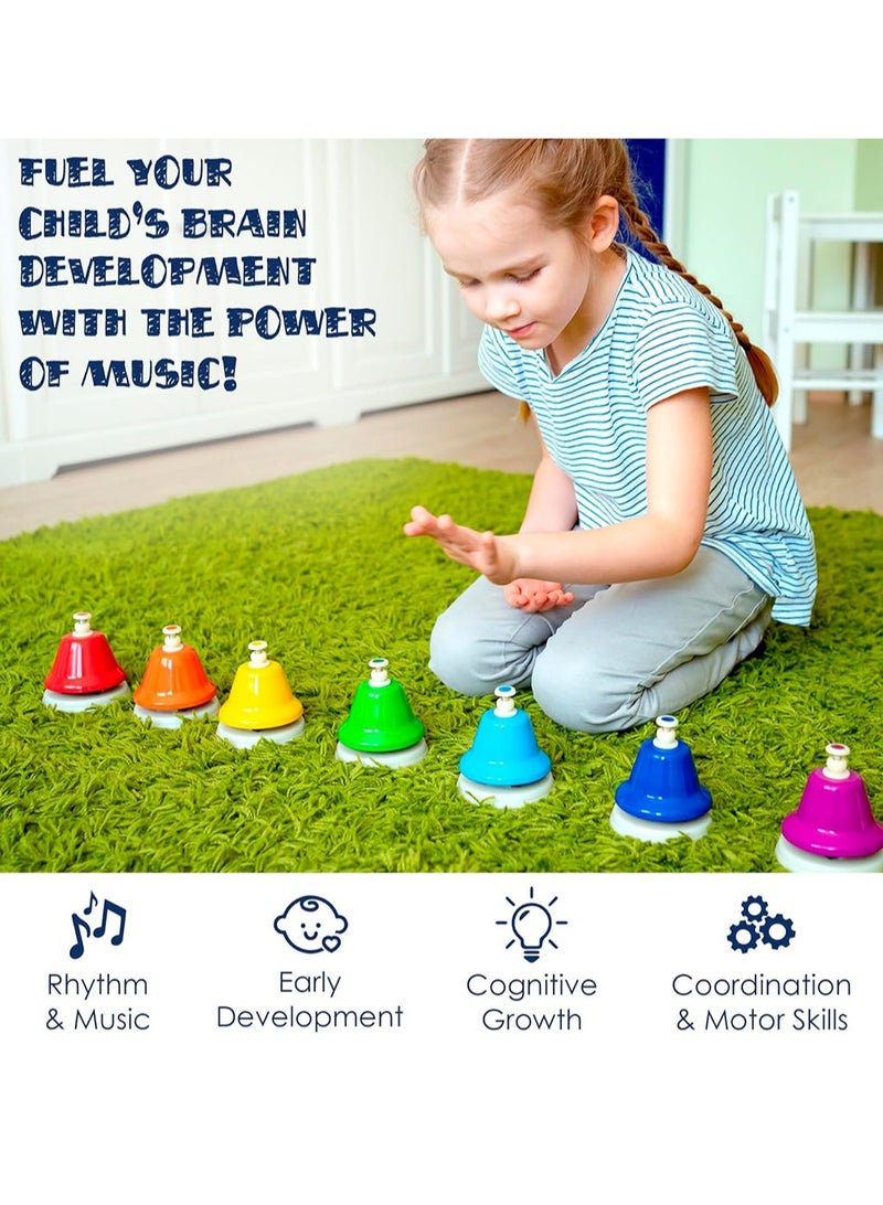 Mike Music Desk Bells, Rainbow Diatonic Hand Bells for Kids, Toddler Preschool Musical Learning Toys, Musical Instrument Early Education for Family&Classrooms, Boys & Girls Birthday Gift for 3-Year-Old and Over - Image 5