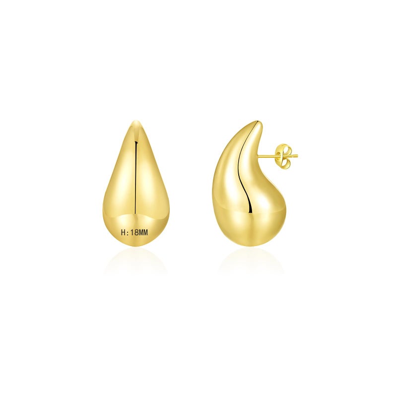 Apsvo Chunky 14K Gold Plated Hoop Earrings for Women, Lightweight Waterdrop Hollow Open Hoops, Hypoallergenic Dupes Earrings - Image 1