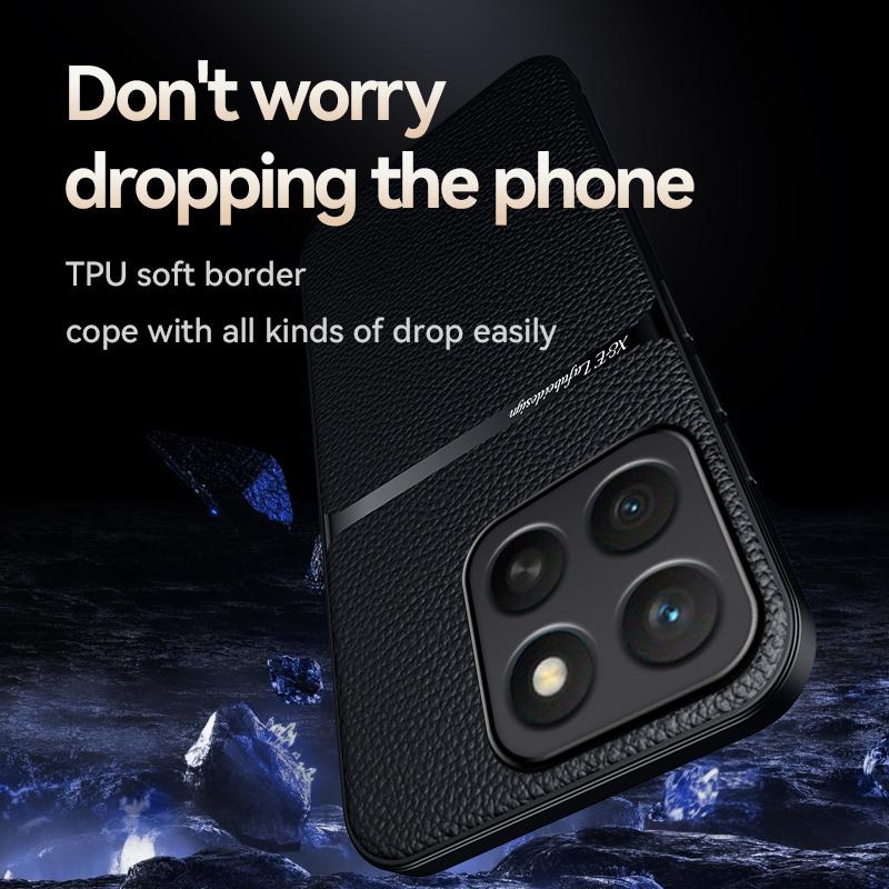 إيروريكس جراب هاتف For Honor X8c 4G Litchi Leather Magnetic Cover Full-cover مضاد للصدمات (أزرق داكن) - Image 4