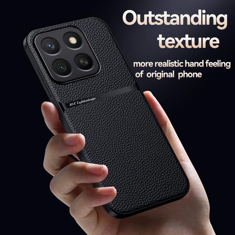إيروريكس جراب هاتف For Honor X8c 4G Litchi Leather Magnetic Cover Full-cover مضاد للصدمات (أزرق داكن) - Image 3