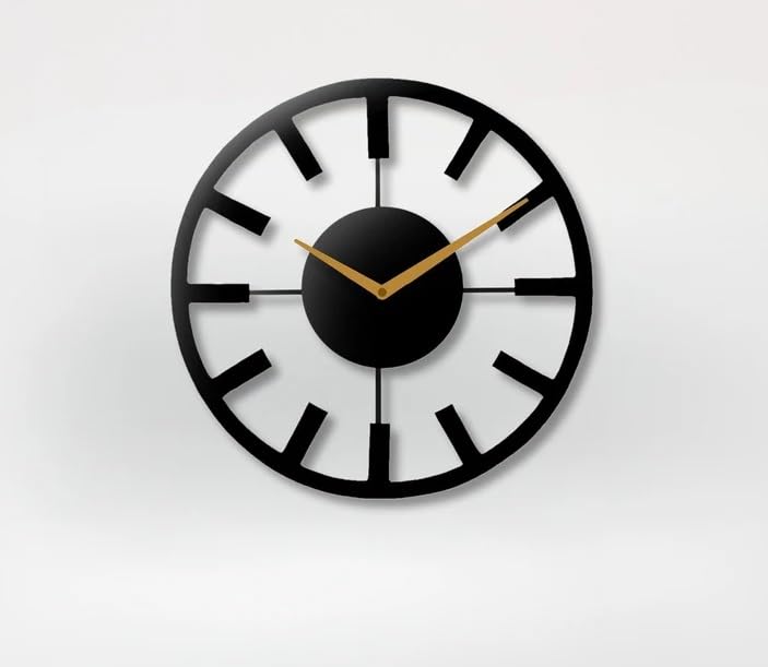 Reyox Metal Wall Clock Large Metal Wall Clock for Living Room Bedroom Kitchen Latin Numeral Wall Clock Antique Metal Wall Clock Big Size Modern Decorative Wall Watch Black 40 CM DA14