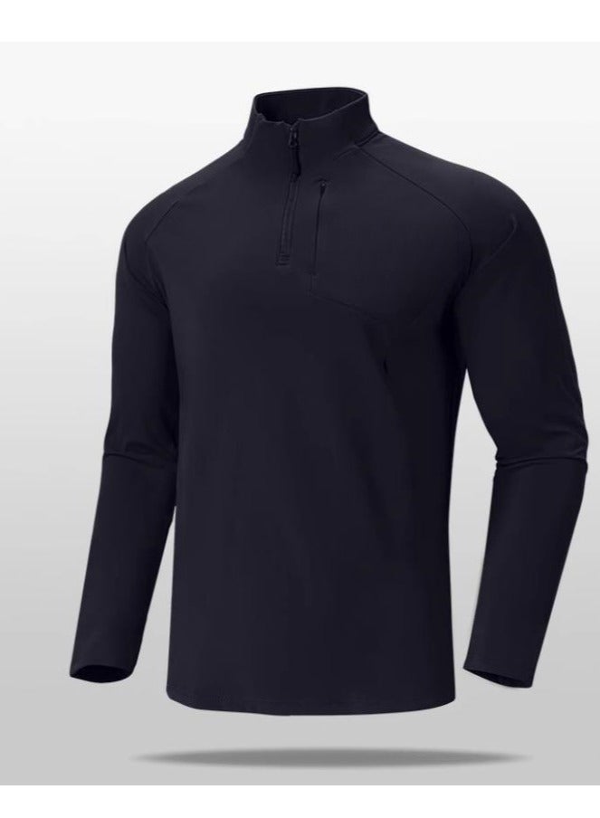 Men's Half Zipper Comfortable Long Sleeve Bottom Shirt Interior - Image 1