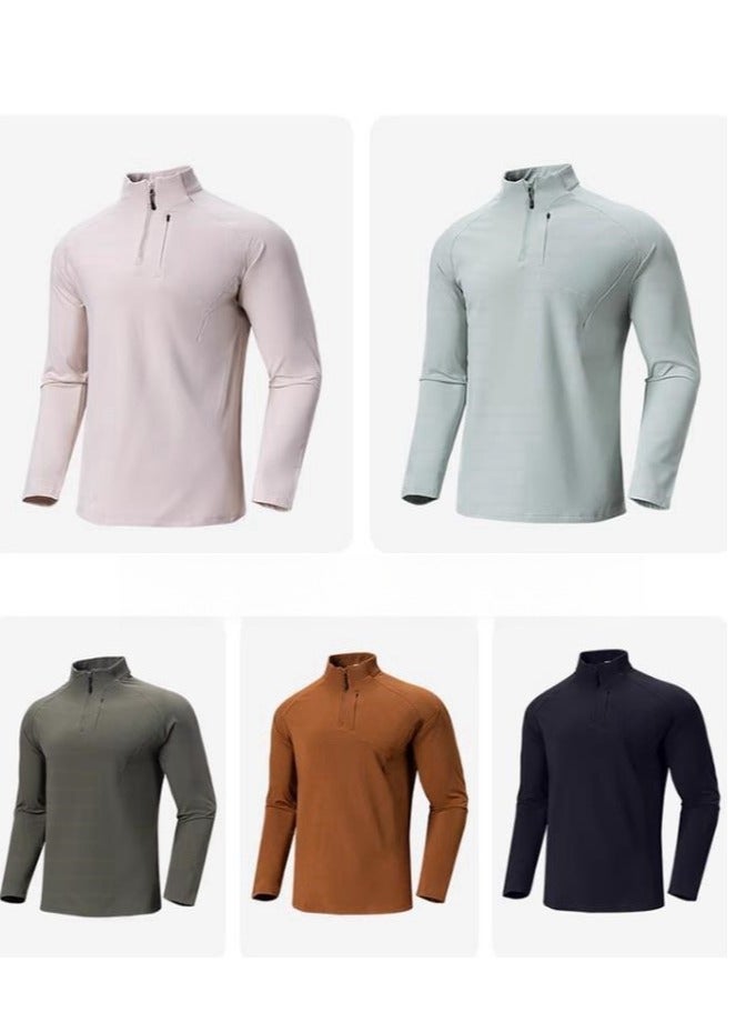 Men's Half Zipper Comfortable Long Sleeve Bottom Shirt Interior - Image 3