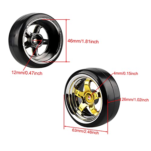 Shaluoman جنط شالوومان 5-spoke 12mm مع إطارات بلاستيكية صلبة لسيارة RC 1:10 درفت ذهبية - Image 5