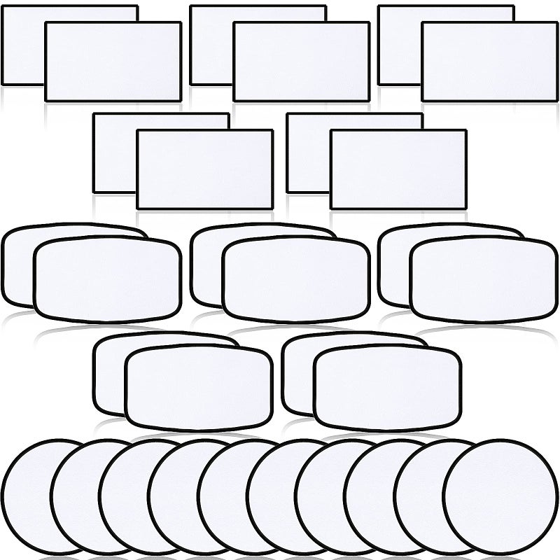 Waydress 30 Pieces Sublimation Patches Fabric Ironon Blank Patches 3 Shapes Repair Embroidery Sublimation Blank Hat Embroidery for DIY Crafts Caps Clothes Shoes Bags Backpacks UniformsBlack Frame