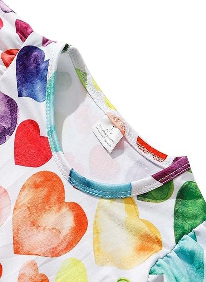 DACSOIT Valentines Toddler Girl Dress Love Hearts Print Ruffle Long Sleeve Casual Dress 3-8Y, Valentine #404, 5-6 Years - Image 3
