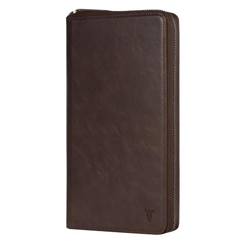 TORRO Premium Leather Family Travel Wallet, RFID Blocking Travel Organizer, Family Passport Holder for 4 Passports, Travel Documents and Cards (Dark Brown) - Image 1