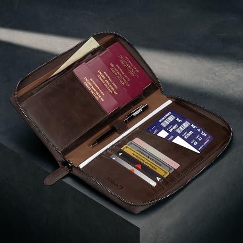 TORRO Premium Leather Family Travel Wallet, RFID Blocking Travel Organizer, Family Passport Holder for 4 Passports, Travel Documents and Cards (Dark Brown) - Image 3