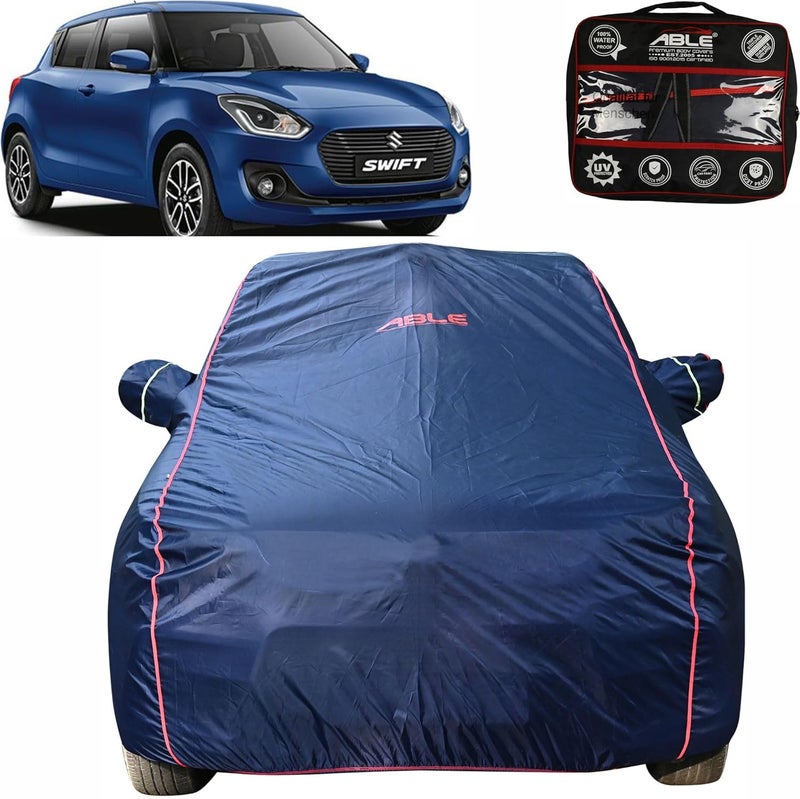 Able Parashuit Blue WR Series Car Body Cover with Mirror Pockets and Driver Door Zipper Compatible for Maruti Swift New Type-III (2017 to Till Now Model) - Image 1