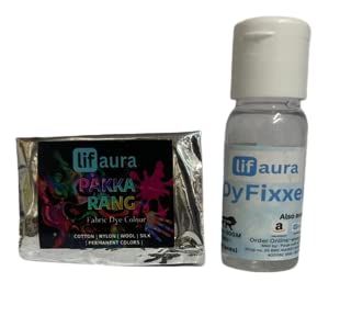 Prokart Lifaura Pakka Rang Kit Fabric Dye Includes Pack of 5 Sachets 5g Each 25g Pack 30g Dyfixer 2pair Gloves and 5 Rubber Band Pack of 5 Sachets ShadeA17 Ebony Black - Image 3