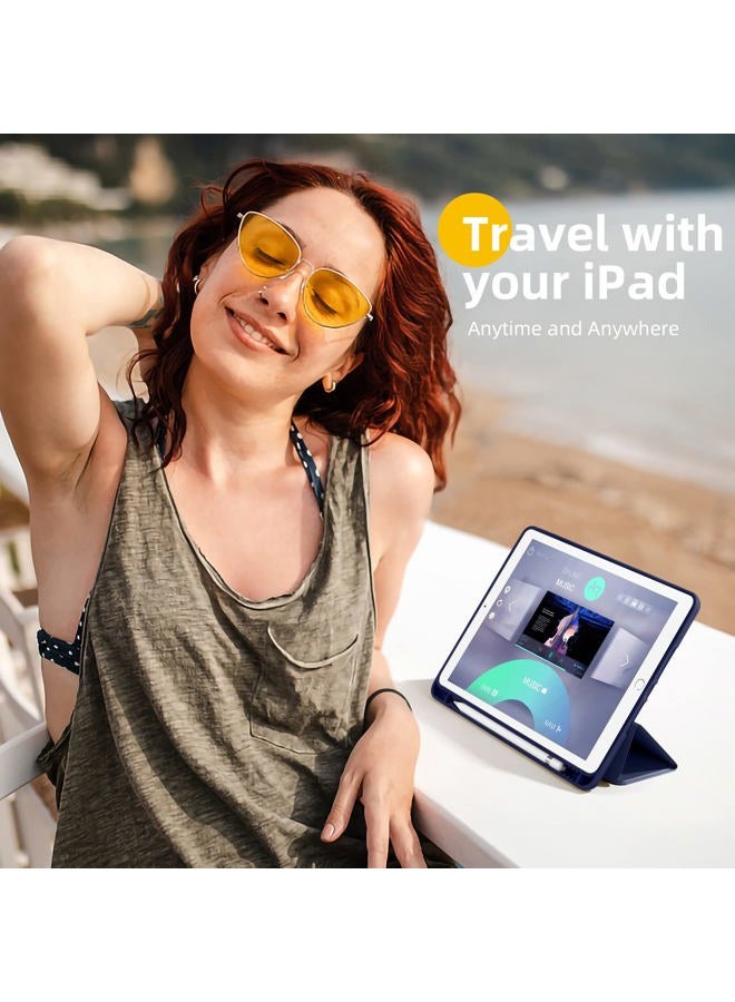 Akkerds Case Compatible with iPad 10.2 2020 iPad 8th Gen/2019 iPad 7th Gen with Pencil Holder Protective Case with Soft TPU Back Auto Sleep/Wake Cover Compatible for iPad 8th/7th Gen Navy - Image 2