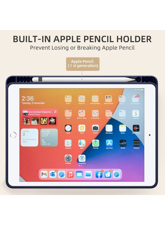 Akkerds Case Compatible with iPad 10.2 2020 iPad 8th Gen/2019 iPad 7th Gen with Pencil Holder Protective Case with Soft TPU Back Auto Sleep/Wake Cover Compatible for iPad 8th/7th Gen Navy - Image 4