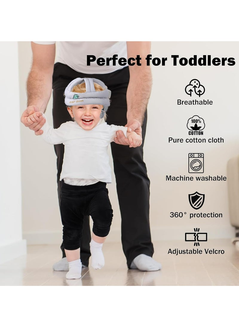 [1+1] Baby Safety Helmet, with 1 Pair Knee Pads, Head Protection Toddler Kids Adjustable Soft Headguard for Running Walking Crawling