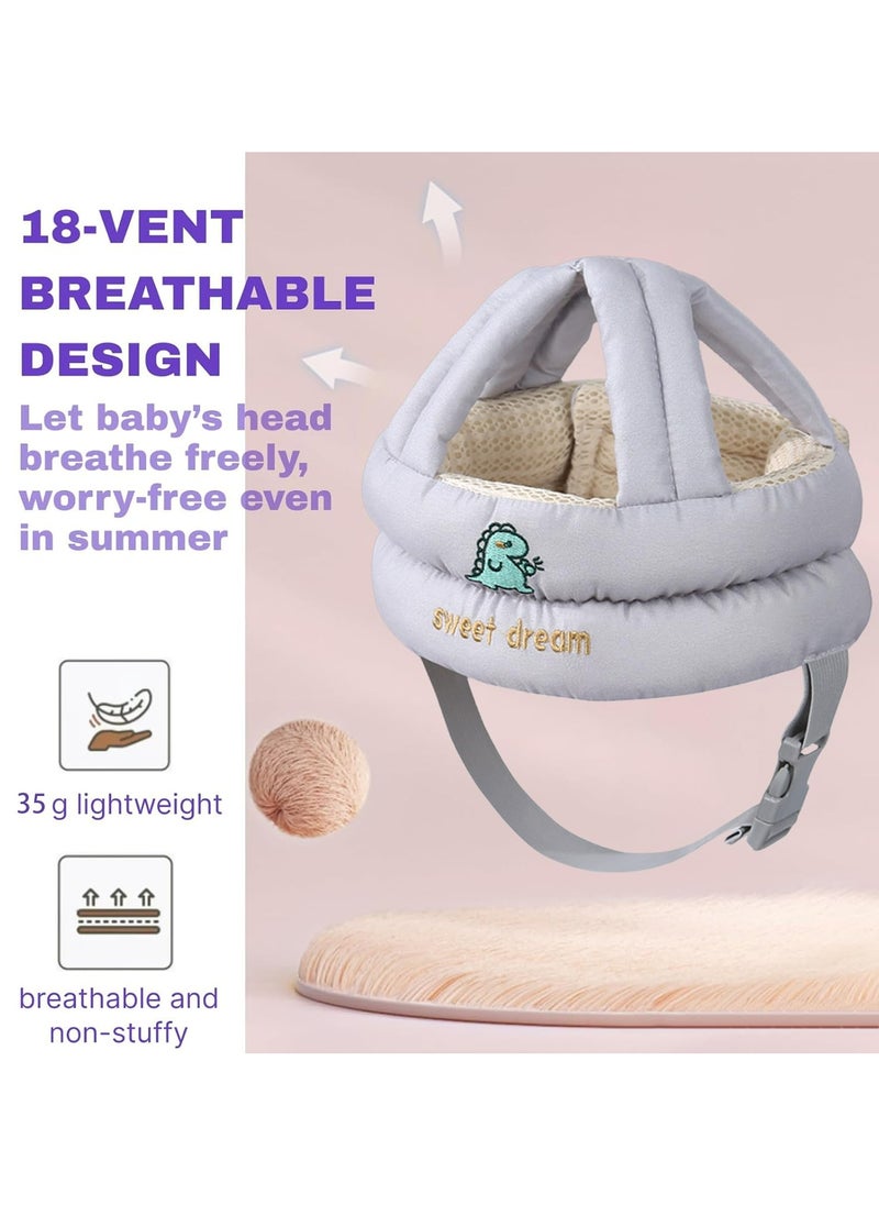 [1+1] Baby Safety Helmet, with 1 Pair Knee Pads, Head Protection Toddler Kids Adjustable Soft Headguard for Running Walking Crawling