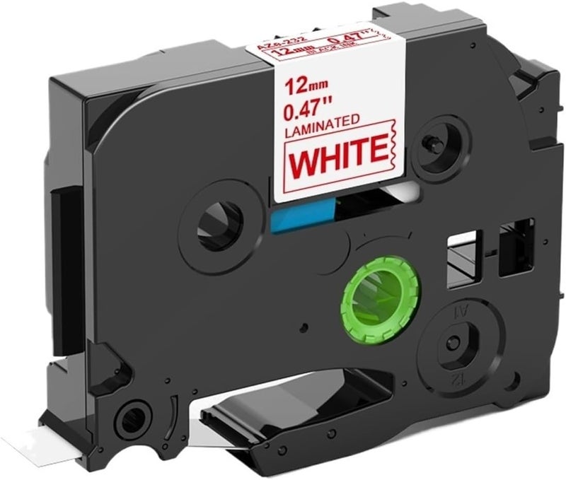 شريط ملصق مقوى أبيض بعرض 18 مم، متوافق مع PT-H100 و PTD600 (أسود على أبيض) - Image 5