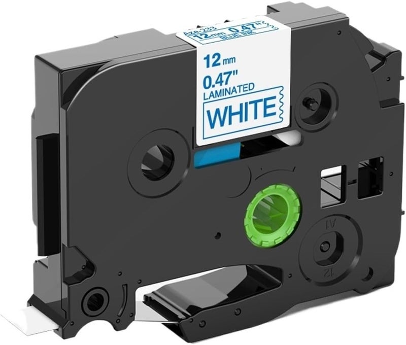 شريط ملصق مقوى أبيض بعرض 18 مم، متوافق مع PT-H100 و PTD600 (أسود على أبيض) - Image 3