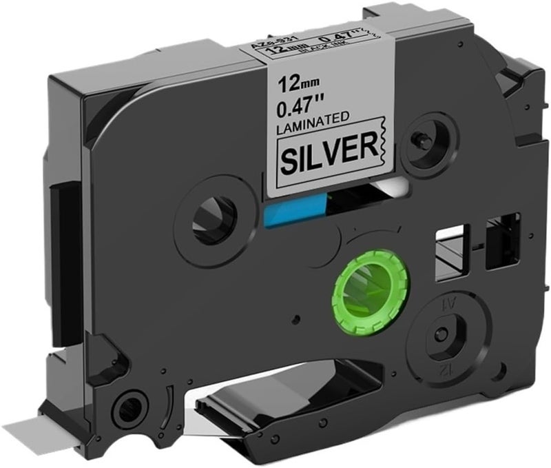 شريط ملصق مقوى أبيض بعرض 18 مم، متوافق مع PT-H100 و PTD600 (أسود على أبيض) - Image 2