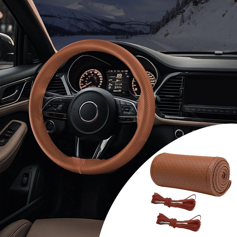 PACLVIO Genuine Leather Steering Wheel Cover - Image 1