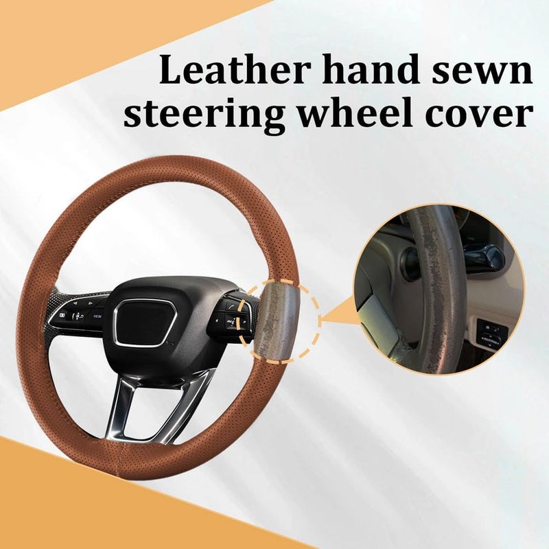 PACLVIO Genuine Leather Steering Wheel Cover - Image 3