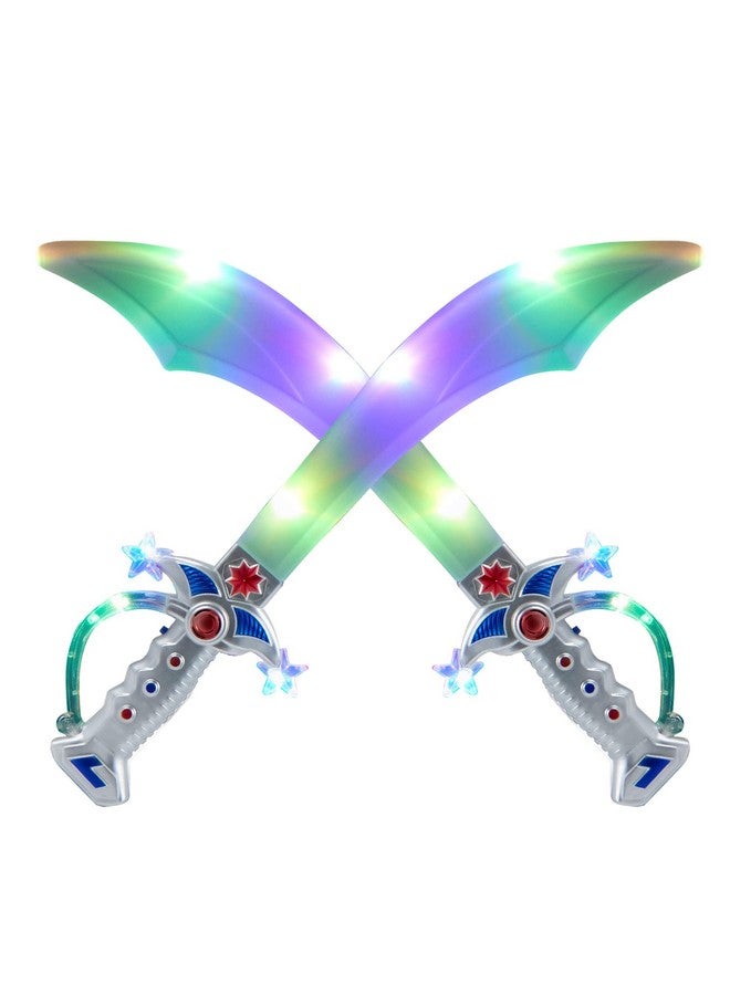 JOYIN سيوف القراصنة المتلألئة JOYIN 2 ديلوكس بطول 19.5" مع أضواء LED وأصوات تصادم مفعلة بالحركة للعب الواقعي، حفلة الهالوين، من سبوكتيكولار كرييشنز - Image 1