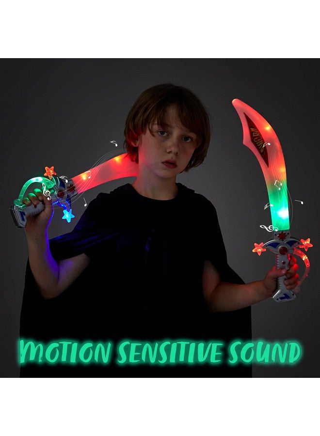 JOYIN سيوف القراصنة المتلألئة JOYIN 2 ديلوكس بطول 19.5" مع أضواء LED وأصوات تصادم مفعلة بالحركة للعب الواقعي، حفلة الهالوين، من سبوكتيكولار كرييشنز - Image 4