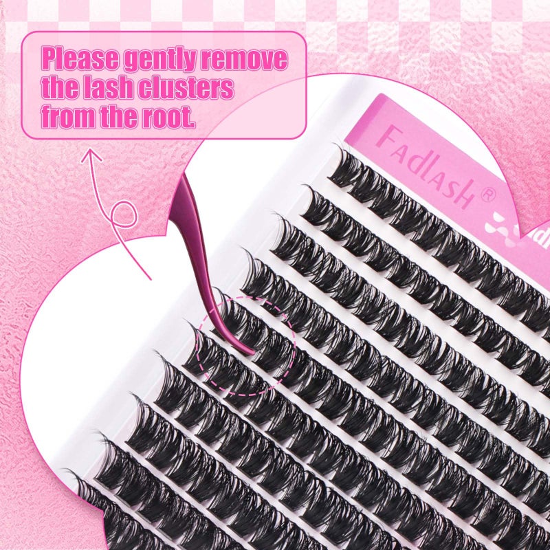 FADLASH Cluster Lashes 8-16mm Lash Clusters 100 D Lash Extension Clusters Individual Lashes Soft DIY Eyelash Extensions Mixed Tray Eyelash Clusters Natural Look (100D-0.07D, 8-16mm) - Image 4