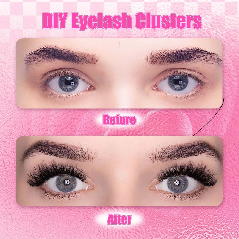 FADLASH Cluster Lashes 8-16mm Lash Clusters 100 D Lash Extension Clusters Individual Lashes Soft DIY Eyelash Extensions Mixed Tray Eyelash Clusters Natural Look (100D-0.07D, 8-16mm) - Image 5