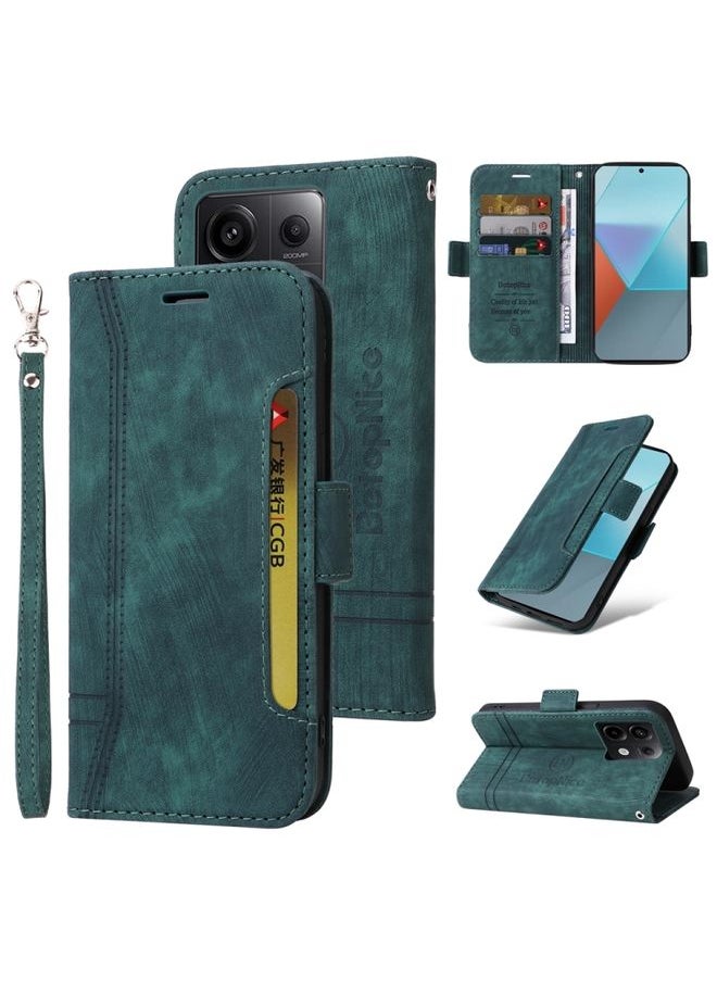 HuHa Case Cover For Xiaomi Poco X6 5G / Redmi Note 13 Pro 5G Global BETOPNICE Dual-side Buckle Leather Phone Case Green 